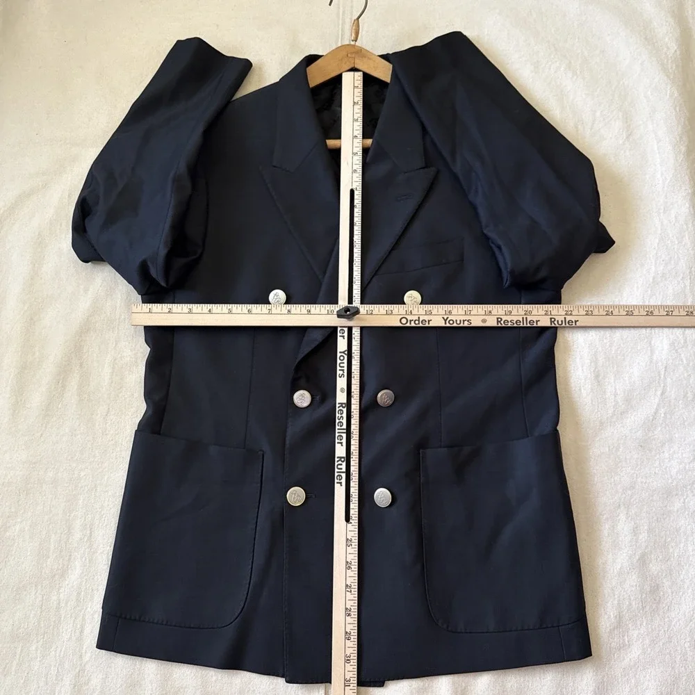 Banana Republic + Reda Flexo Mens Double Breasted Gold Button Blazer 40S Peak